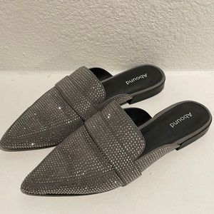 Sparkly grey mules